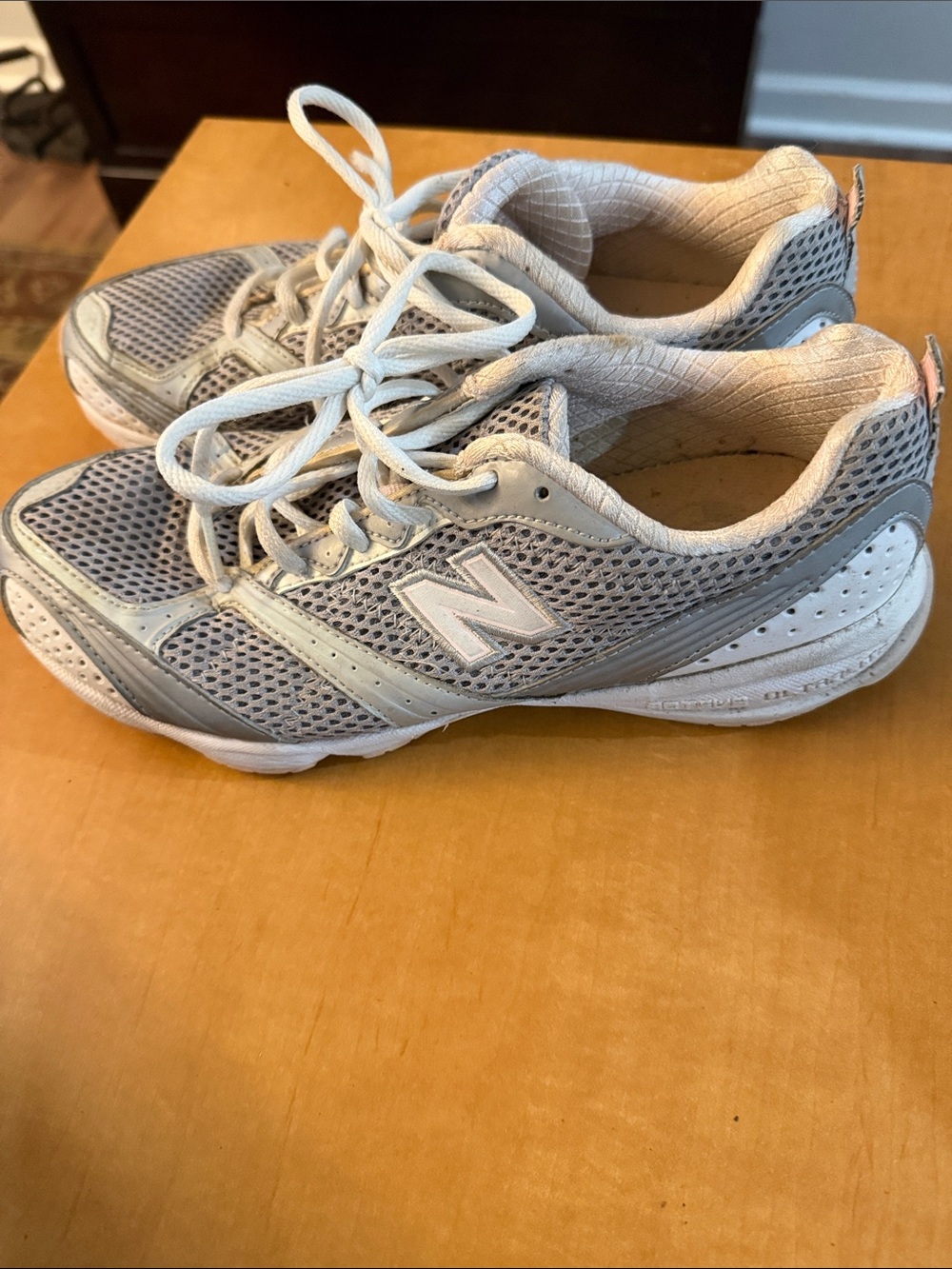 New Balance Women’s Light Gray and White Mesh Athletic Sneakers